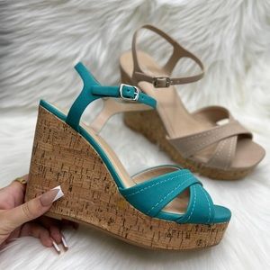 Criss Cross Platform Wedge Heels